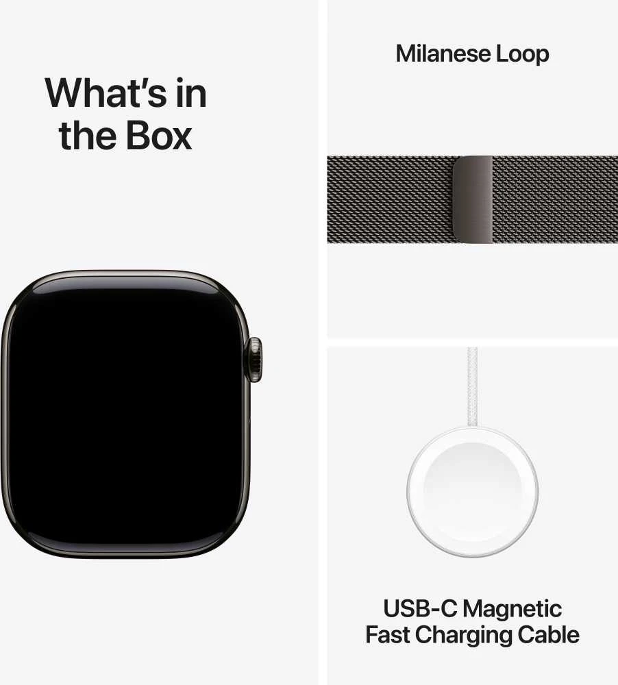 Apple Watch Series 11 GPS + Cellular 42mm Slate Titanium Case with Slate Milanese Loop - MF8U4ET/A