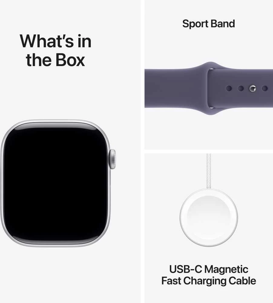 Apple Watch Series 11 GPS + Cellular 46mm Silver Aluminium Case with Purple Fog Sport Band - M/L - MFCR4ET/A