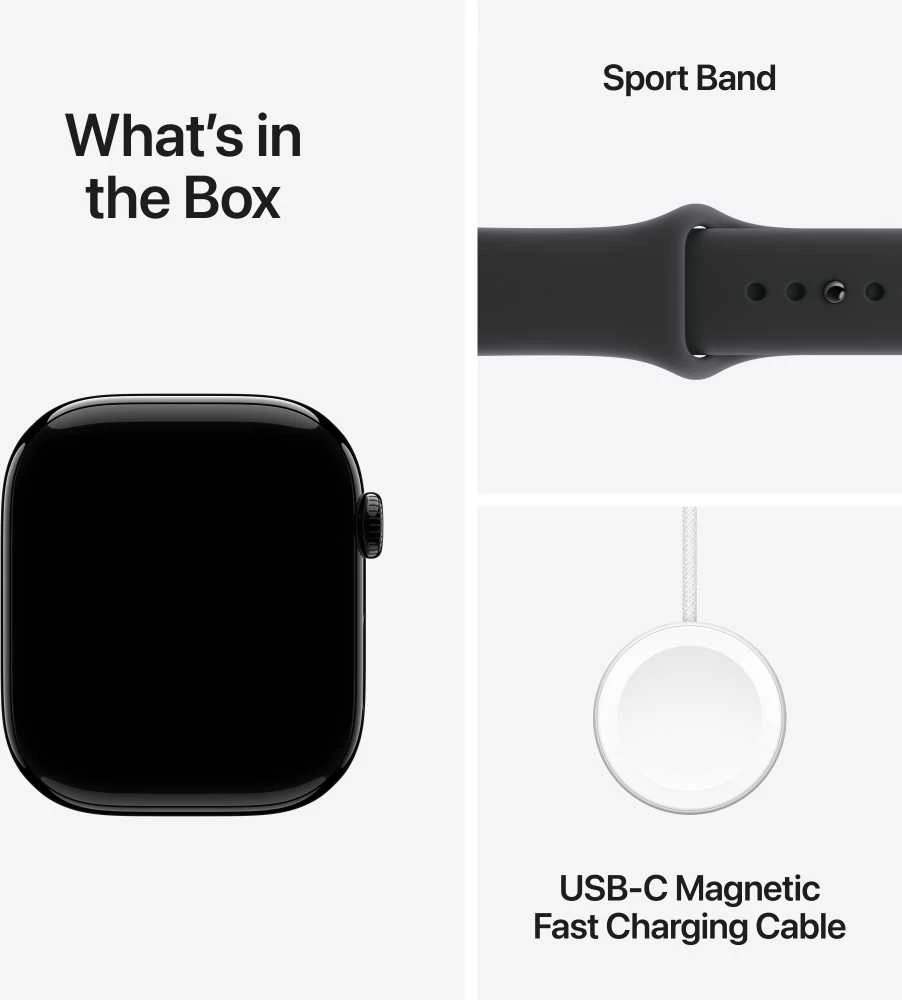 Apple Watch Series 11 GPS + Cellular 46mm Jet Black Aluminium Case with Black Sport Band - S/M - MFC24ET/A