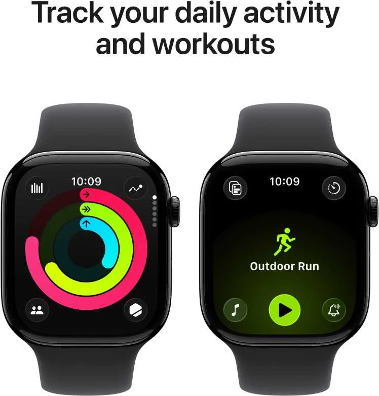 Apple Watch Series 11 GPS + Cellular 46mm Jet Black Aluminium Case with Black Sport Band - S/M - MFC24ET/A
