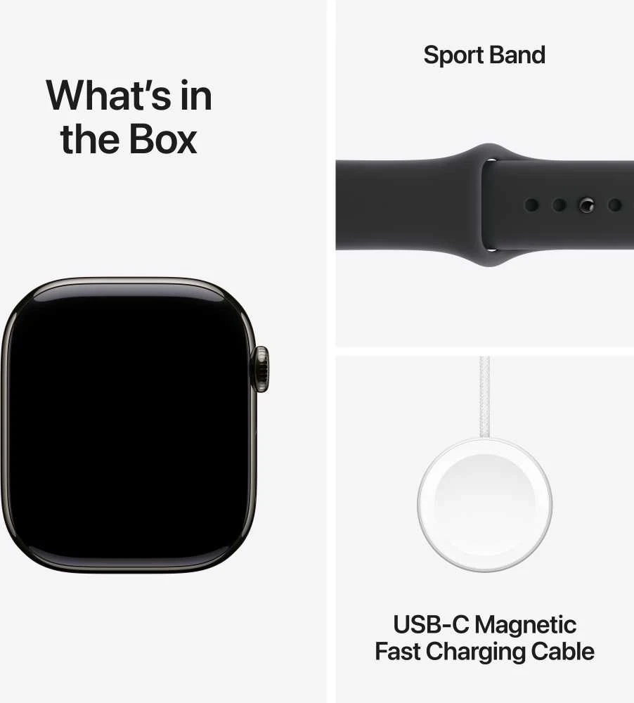 Apple Watch Series 11 GPS + Cellular 46mm Slate Titanium Case with Black Sport Band - M/L - MFD24ET/A
