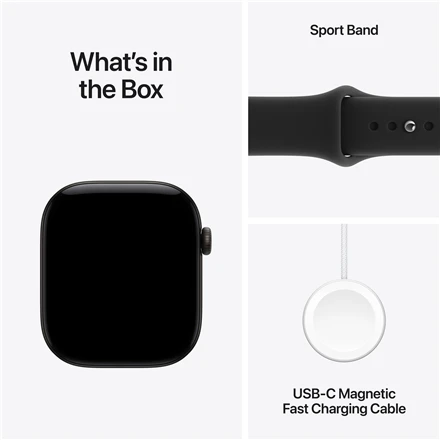 Apple Watch Series 12 GPS 46mm Black Aluminium Case with Black Sport Band - M/L - MJEL4ET/A