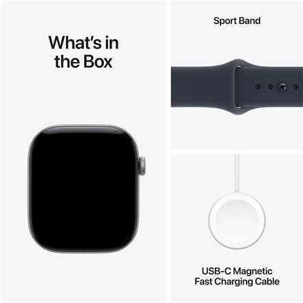 Apple Watch Series 12 GPS 46mm Space Grey Aluminium Case with Navy Blue Sport Band - S/M - MJEH4ET/A