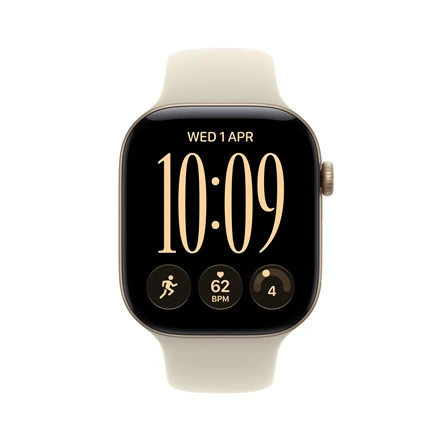 Apple Watch Series 12 GPS + Cellular 42mm Light Gold Aluminium Case with Sand Sport Band - S/M - MJG24ET/A