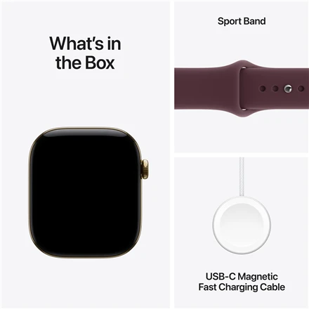 Išmanusis laikrodis Apple Watch Series 12 GPS + Cellular 42mm Radiant Gold Titanium Case with Burgundy Sport Band - S/M - MJGJ4ET/A