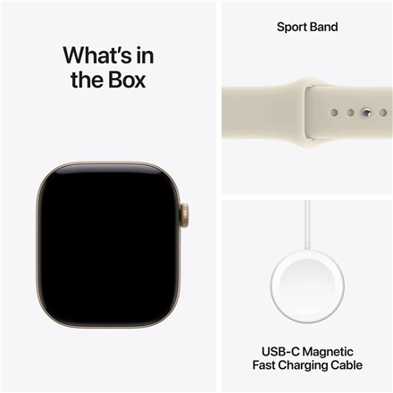 Apple Watch Series 12 GPS + Cellular 42mm Light Gold Aluminium Case with Sand Sport Band - S/M - MJG24ET/A