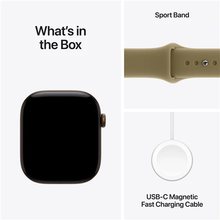 Apple Watch Series 12 GPS + Cellular 42mm Dark Bronze Aluminium Case with Olive Sport Band - S/M - MJG44ET/A