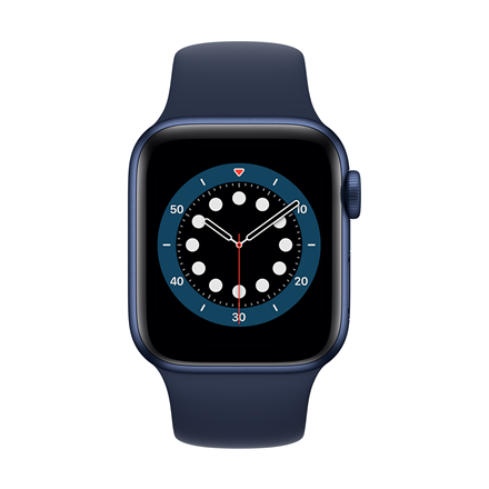 Išmanusis laikrodis Apple Watch Series 6, GPS, 40mm Mėlyno (Mėlyna) korpuso su mėlynu (Deep Navy) sportiniu dirželiu - Regular LT