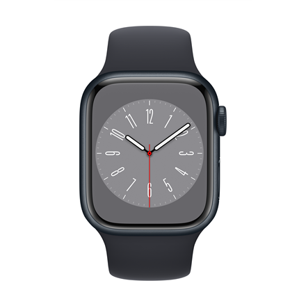 Išmanusis laikrodis Apple Watch Series 8 GPS, 41 mm,  "Midnight" spalvos aliuminio korpusas su "Midnight" spalvos sportiniu dirželiu