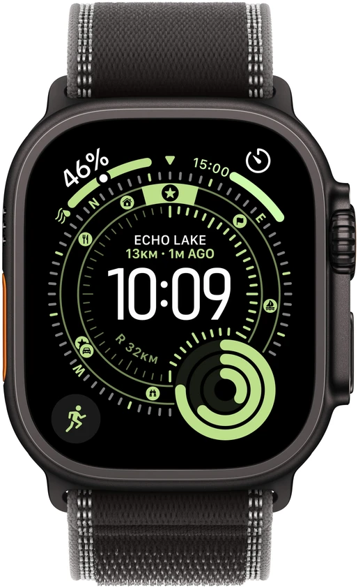 Apple Watch Ultra 3 GPS + Cellular 49mm Black Titanium Case with Black/Charcoal Trail Loop - M/L - MF1H4ET/A