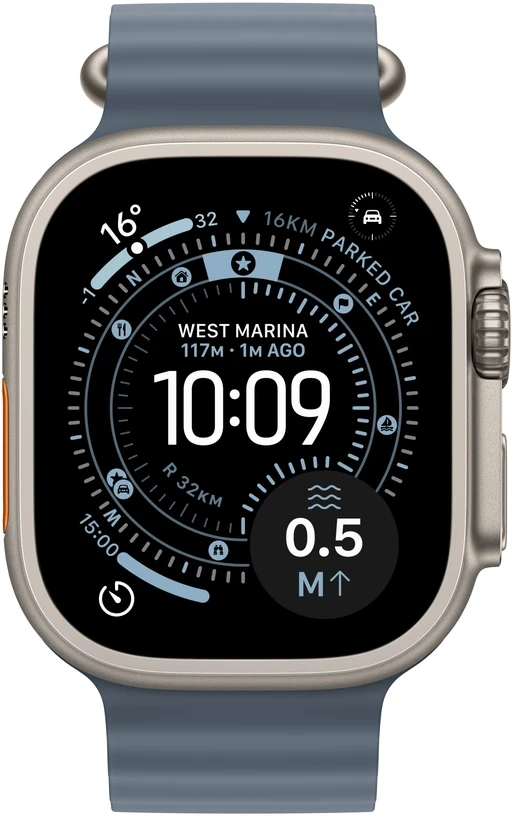 Apple Watch Ultra 3 GPS + Cellular 49mm Natural Titanium Case with Anchor Blue Ocean Band - MEWH4ET/A