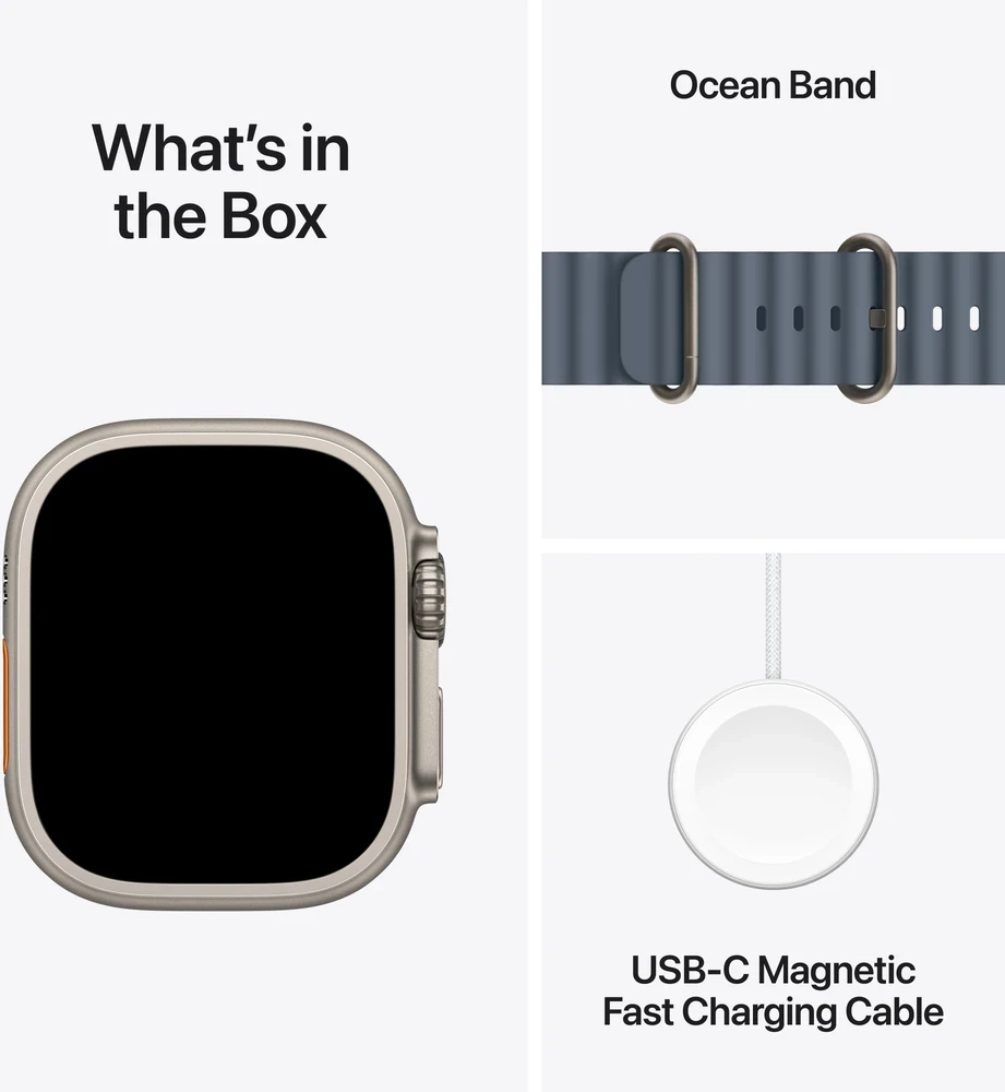 Apple Watch Ultra 3 GPS + Cellular 49mm Natural Titanium Case with Anchor Blue Ocean Band - MEWH4ET/A