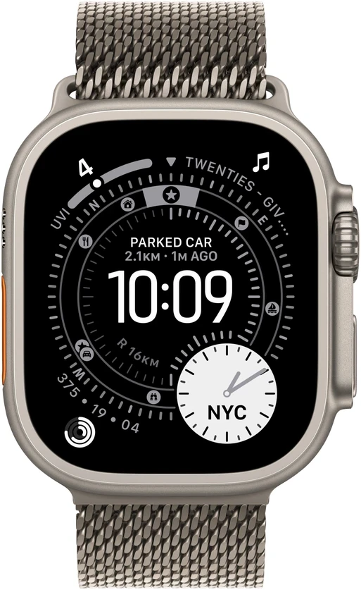 Apple Watch Ultra 3 GPS + Cellular 49mm Natural Titanium Case with Natural Titanium Milanese Loop - Medium - MEWY4ET/A
