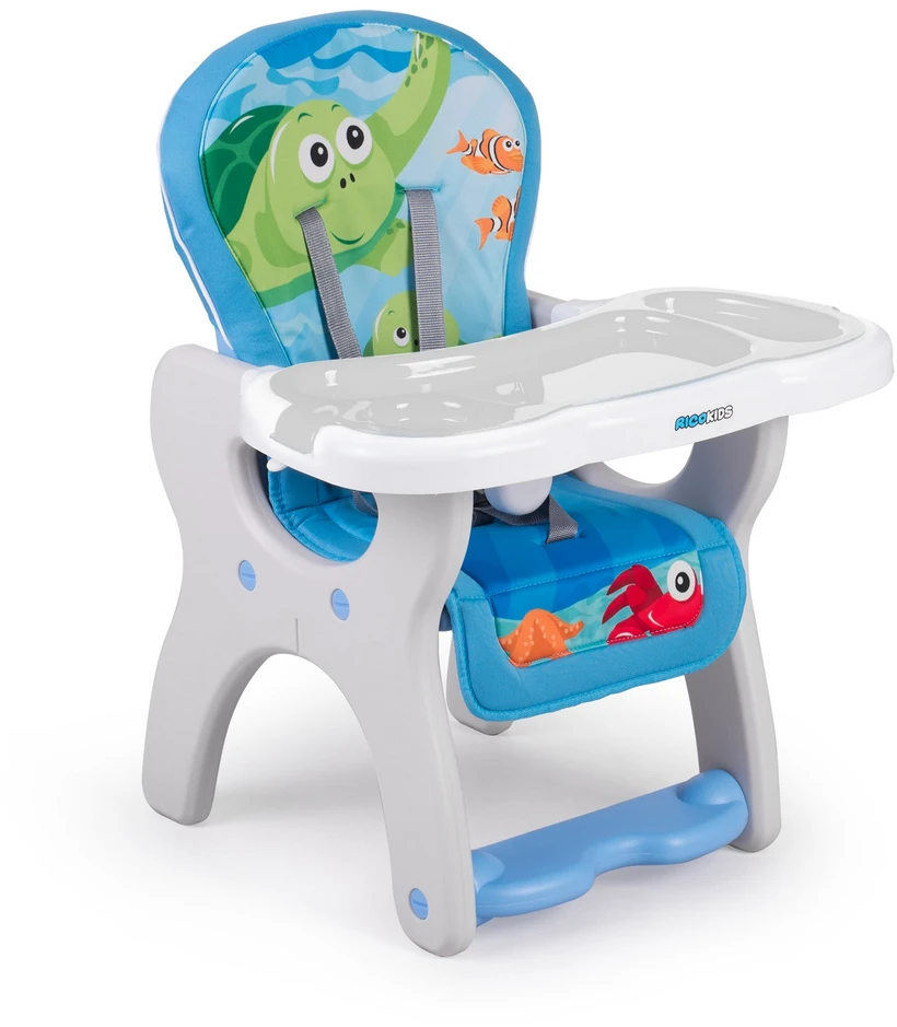 Ricokids Teri 3in1 kūdikio maitinimo kėdutė, pilka ir mėlyna