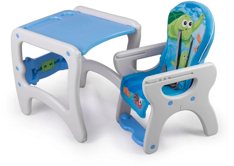Ricokids Teri 3in1 kūdikio maitinimo kėdutė, pilka ir mėlyna