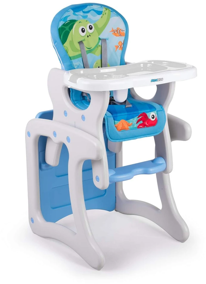 Ricokids Teri 3in1 kūdikio maitinimo kėdutė, pilka ir mėlyna