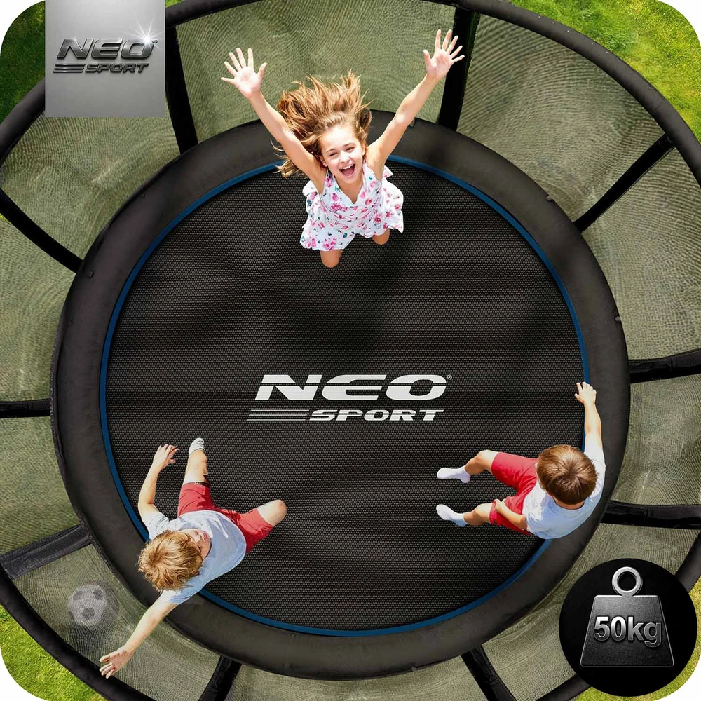 Neo-Sport Sodo batutas, 183 cm su apsauginiu tinklu ir kopėčiomis, šeimos pramogoms lauke, saugus šokinėjimas, tvirtas batutas