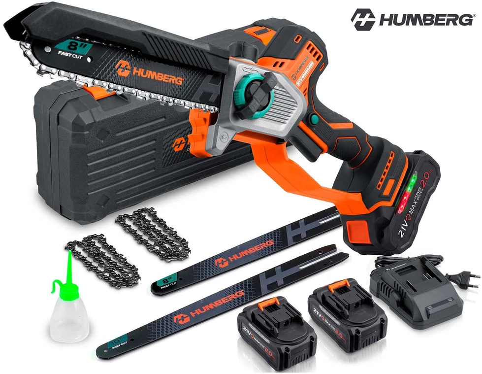 Akumuliatorinis grandininis pjūklas Humberg HM-437 10" 8" (JS-543711)