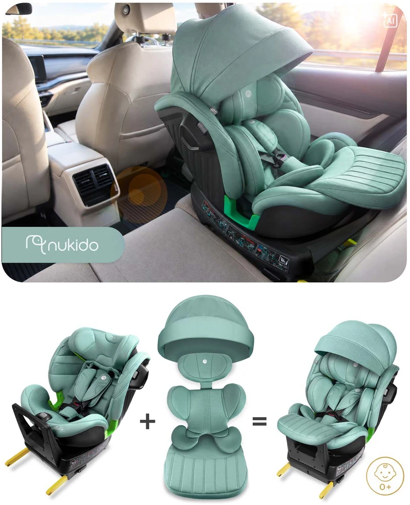 Automobilinė kėdutė oborotowy su nogą Nukido Shelly 0-12 lat I-Size ISOFIX