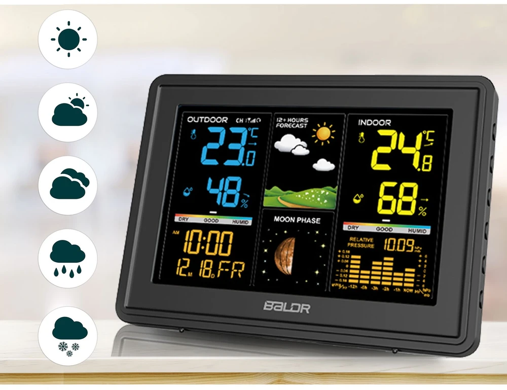 Berdsen Meteorologinė stotelė su ekranu BD-907, juoda