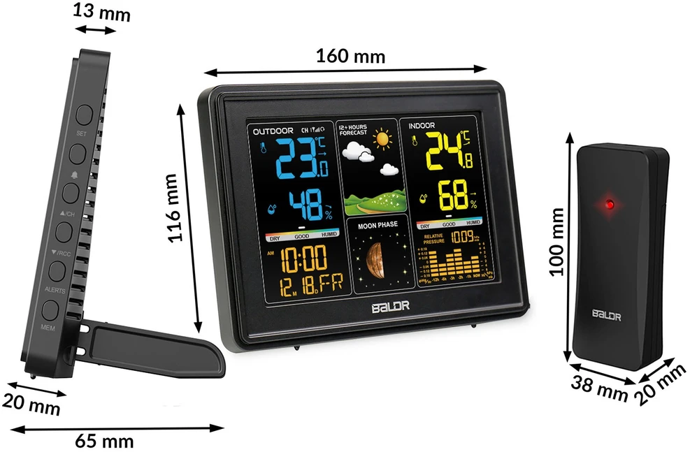Berdsen Meteorologinė stotelė su ekranu BD-907, juoda