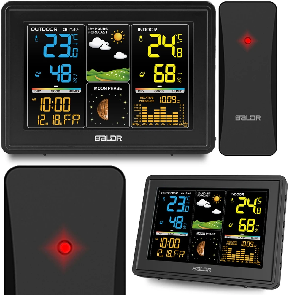 Berdsen Meteorologinė stotelė su ekranu BD-907, juoda