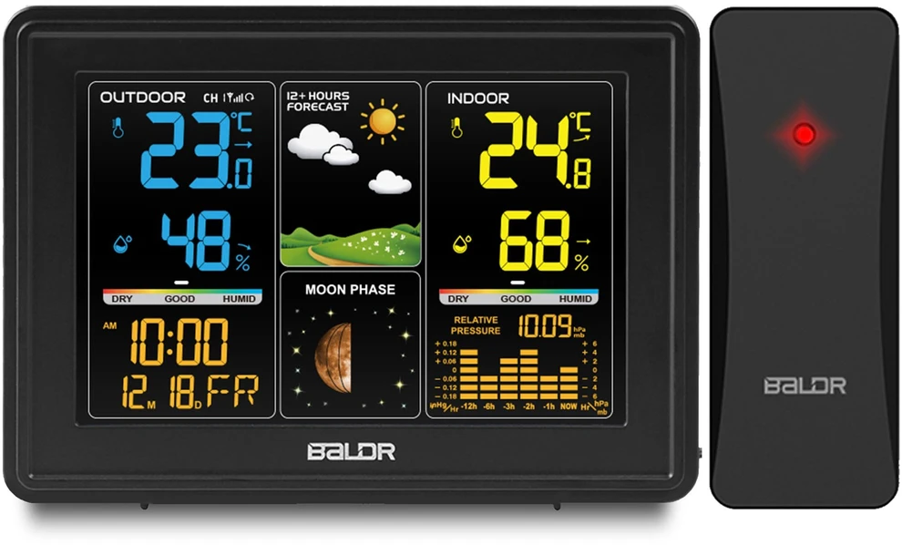 Berdsen Meteorologinė stotelė su ekranu BD-907, juoda