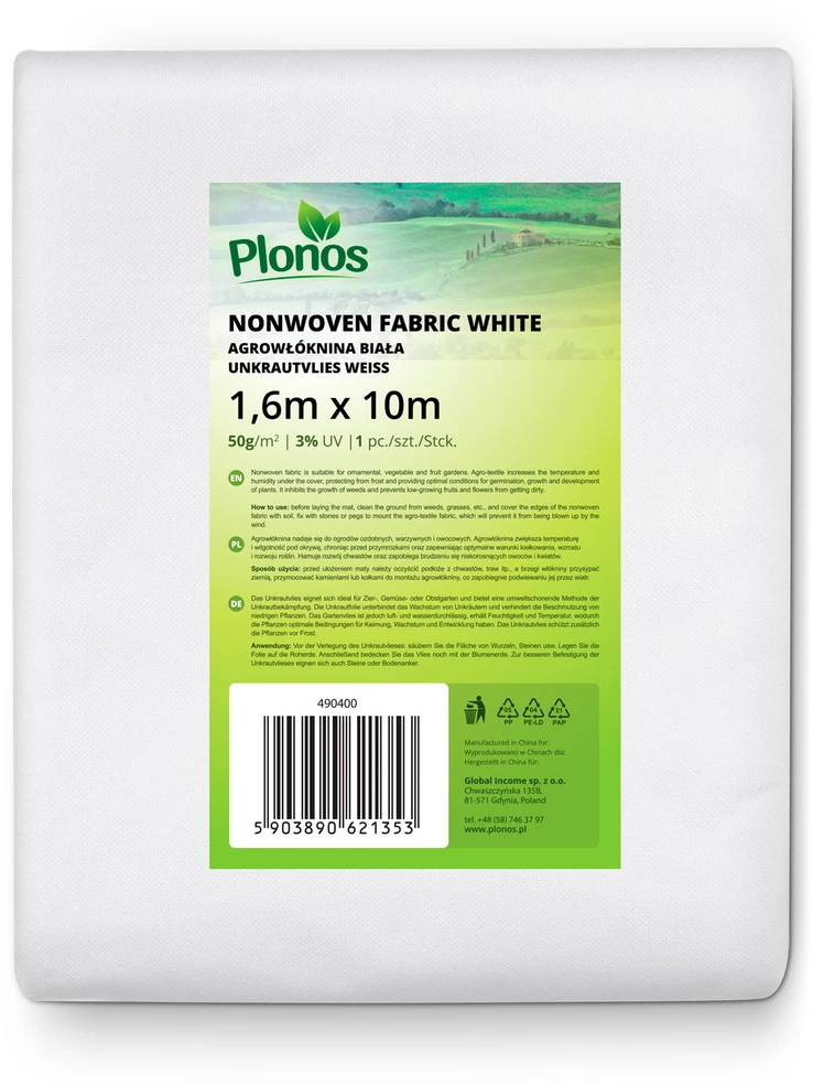 „Plonos“ agrotekstilės danga 1000 cm x 160 cm – balta