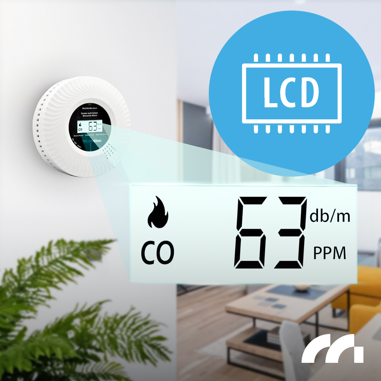 Maltec Anglies monoksido / dūmų jutiklis SafeSensor5500 2 viename Li-ion aprašymas - Prekės nuotrauka