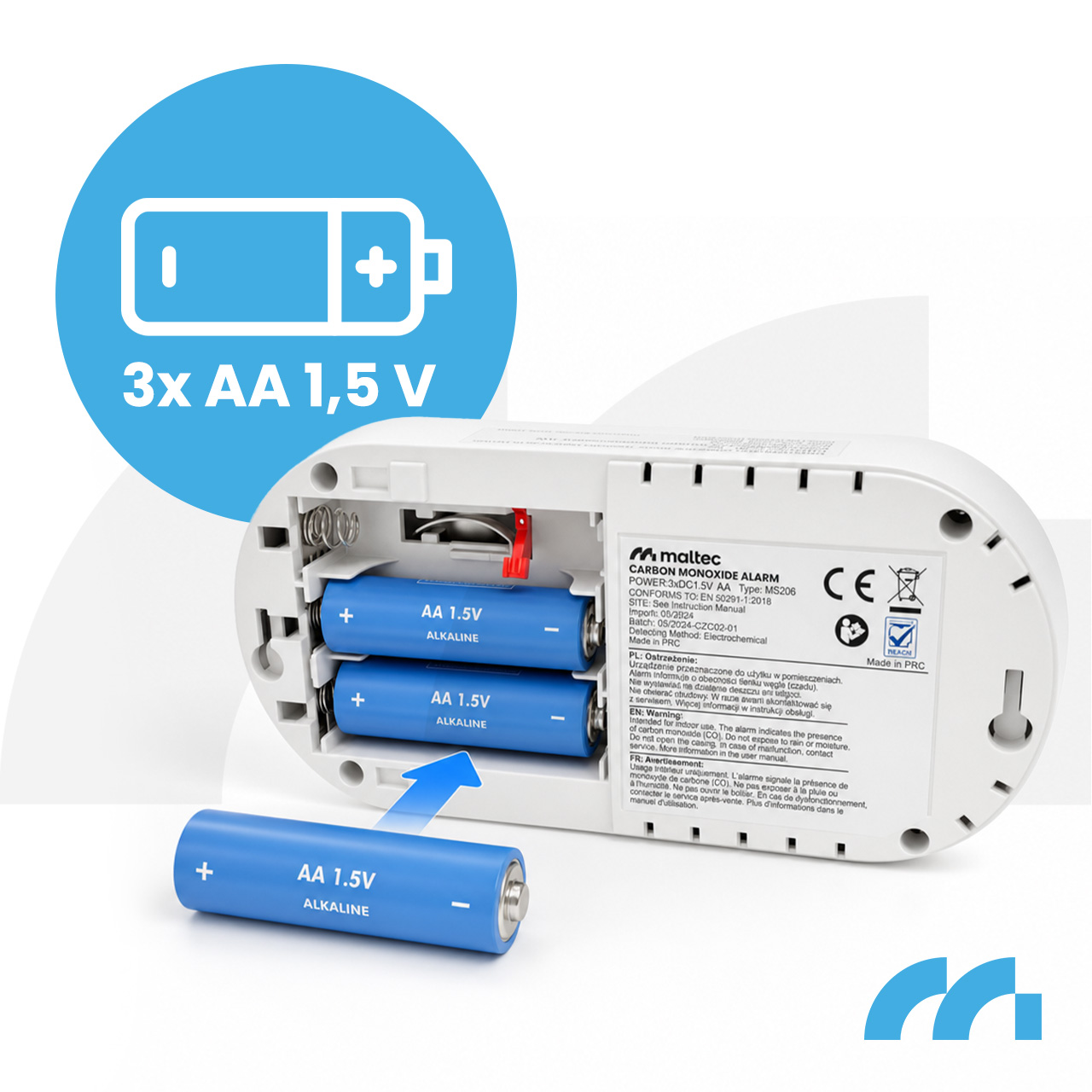 Maltec Anglies monoksido/dūmų jutiklis SafeSensor4100 AA aprašymas - Prekės nuotrauka