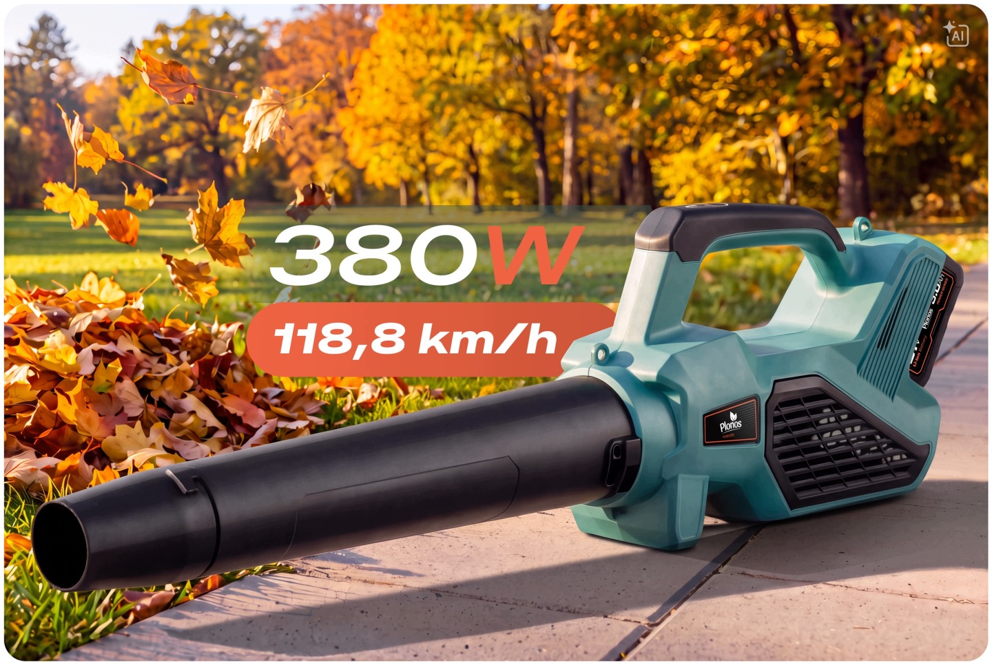 Humberg Dmuchawa akumuliatorinė do liści trawy śniegu 21 V 300 W 2xAKU 3,0 Ah Plonos PL-640 aprašymas - Prekės nuotrauka