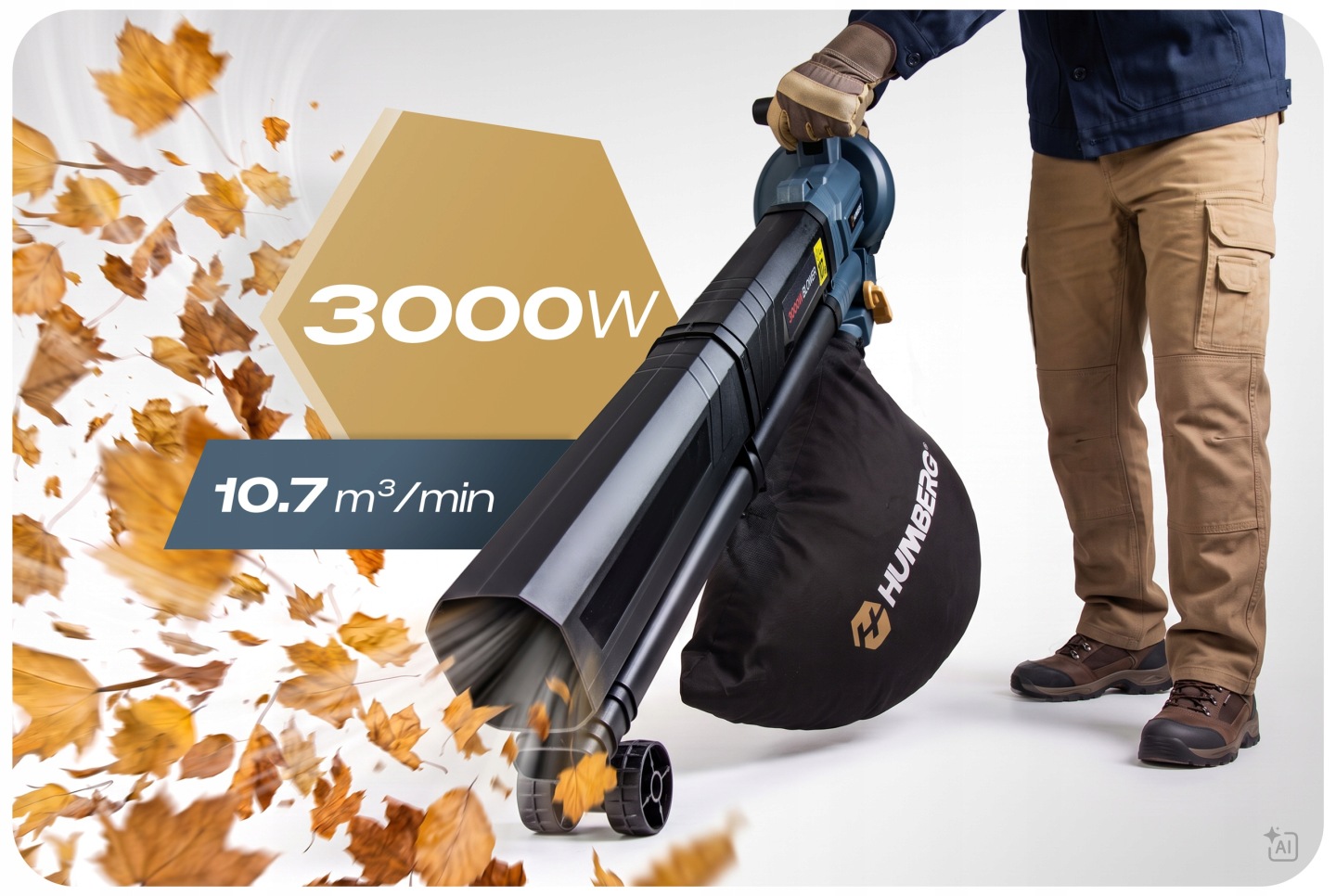Lapų pūstuvas odkurzacz sodo 3000 W rozdrabniacz Humberg HM-617 aprašymas - Prekės nuotrauka
