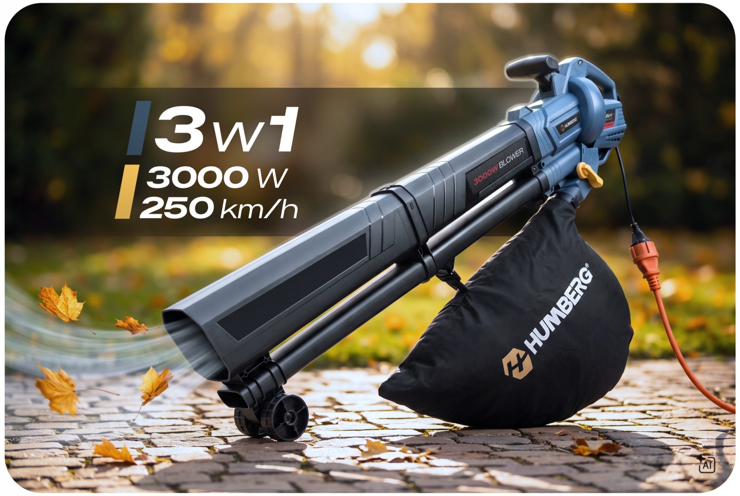 Lapų pūstuvas odkurzacz sodo 3000 W rozdrabniacz Humberg HM-617 aprašymas - Prekės nuotrauka