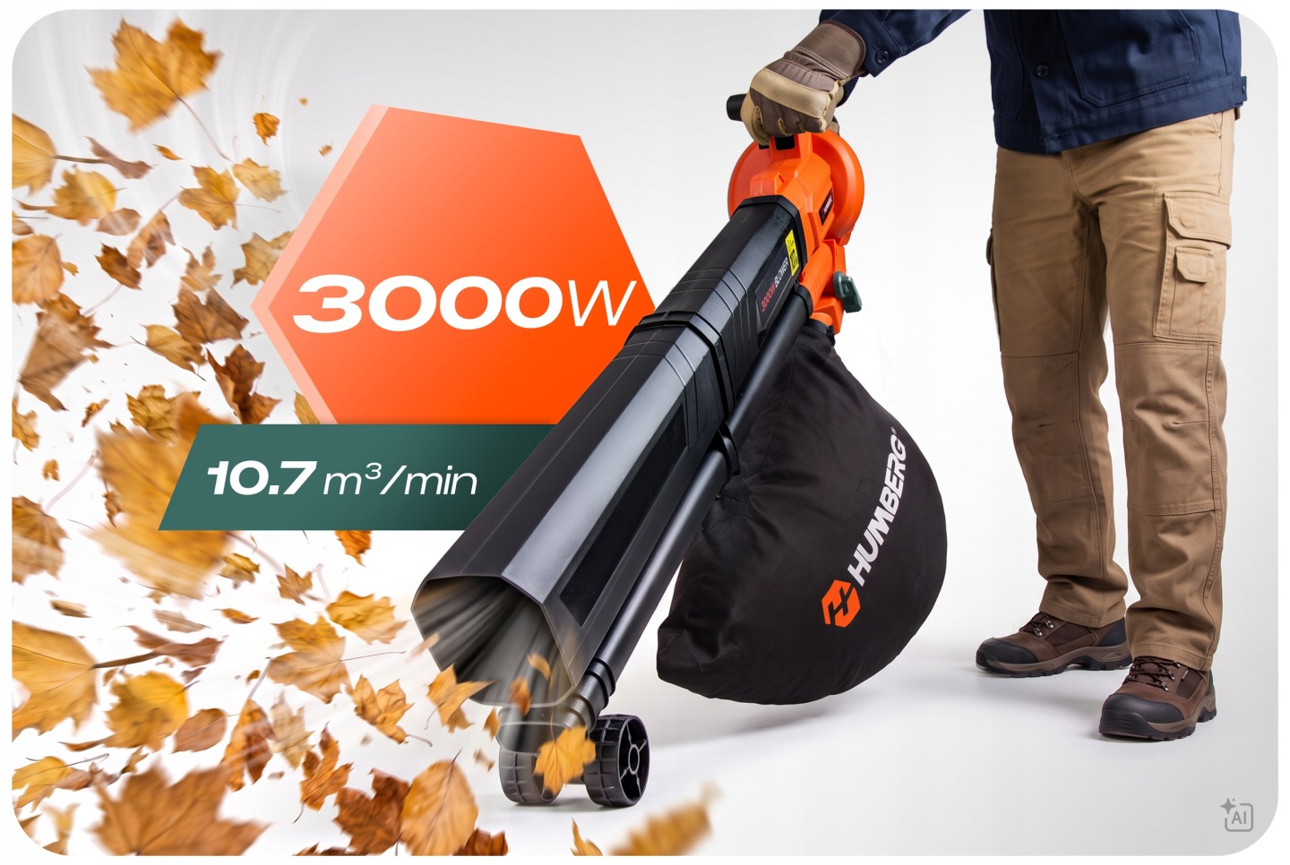 Lapų pūstuvas odkurzacz sodo 3000 W rozdrabniacz Humberg HM-617 aprašymas - Prekės nuotrauka