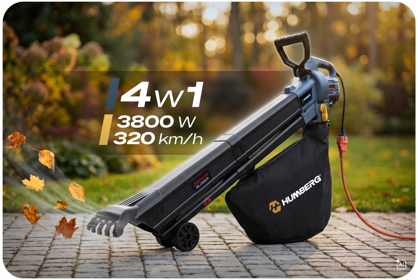 Lapų pūstuvas odkurzacz sodo 3800 W rozdrabniacz Humberg HM-618 aprašymas - Prekės nuotrauka