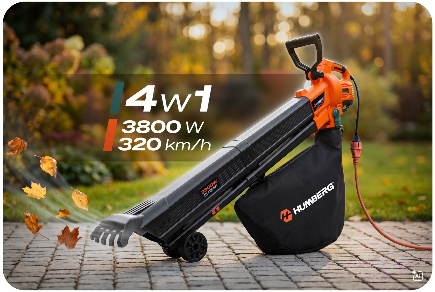 Lapų pūstuvas odkurzacz sodo 3800 W rozdrabniacz Humberg HM-618 aprašymas - Prekės nuotrauka