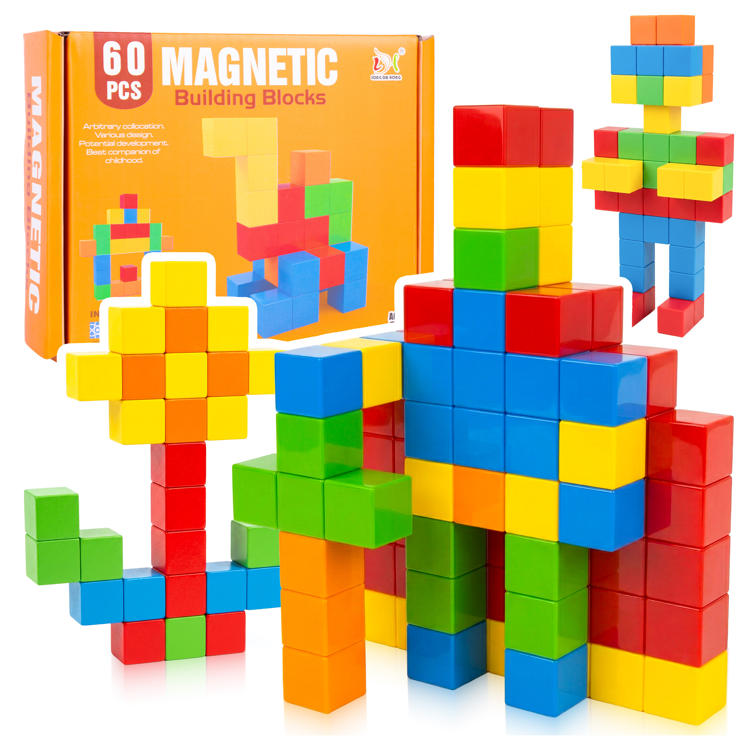 Malplay Magnetinės kaladėlės kubeliai 60 vnt. aprašymas - Prekės nuotrauka