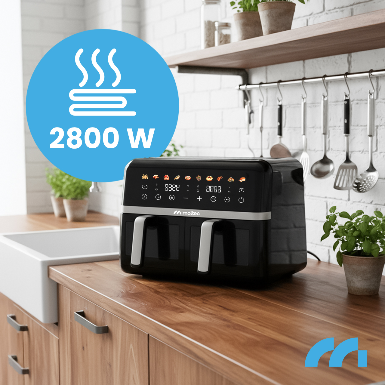 Gruzdintuvė MalTec Riebalų keptuvė be aliejaus AirFryer 2800W-10L aprašymas - Prekės nuotrauka
