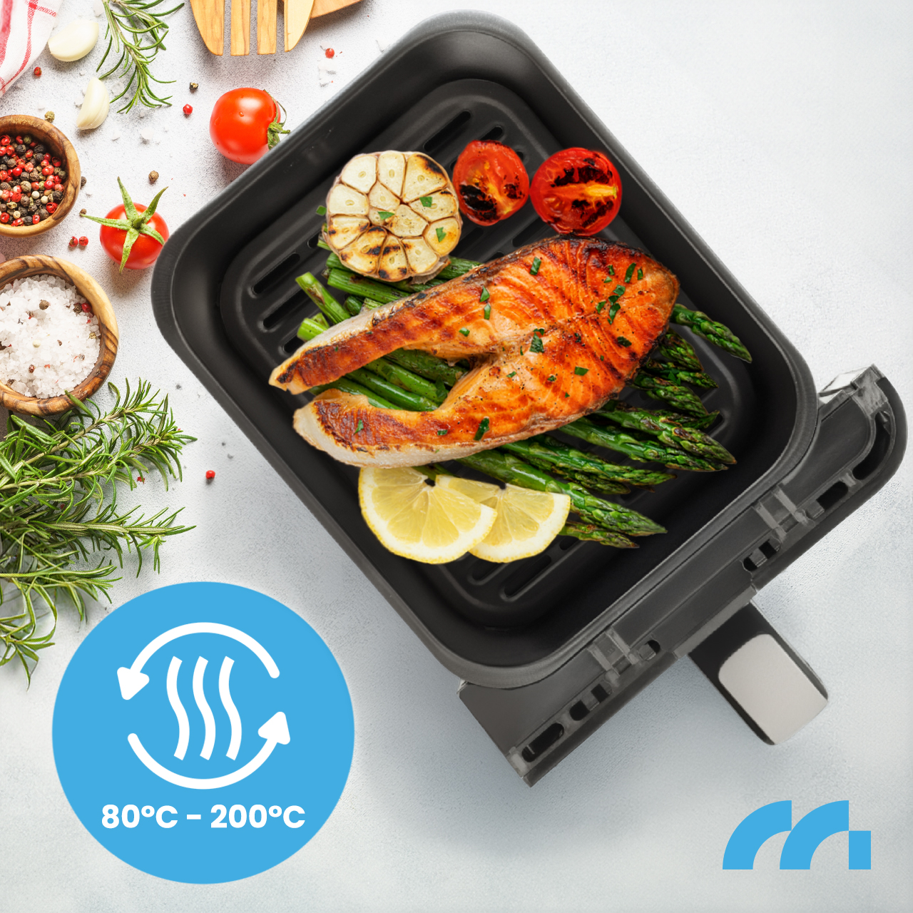 Gruzdintuvė MalTec Riebalų keptuvė be aliejaus AirFryer 2800W-10L aprašymas - Prekės nuotrauka