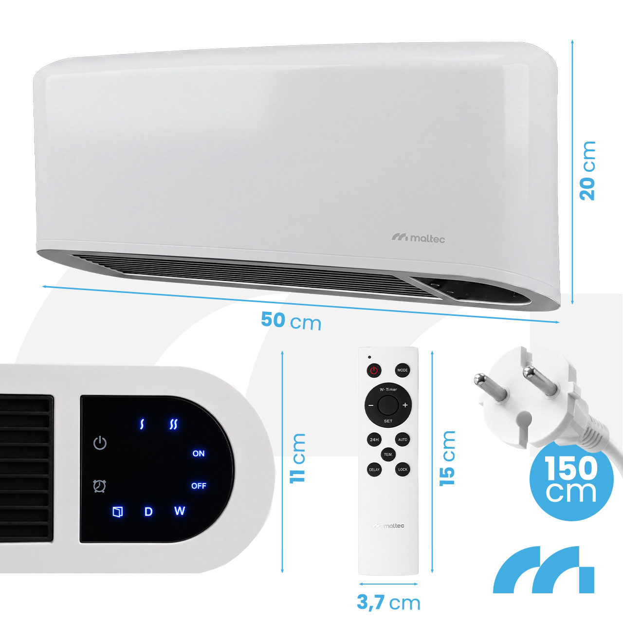Maltec Oro užuolaida PT5000W-WH + pultas aprašymas - Prekės nuotrauka