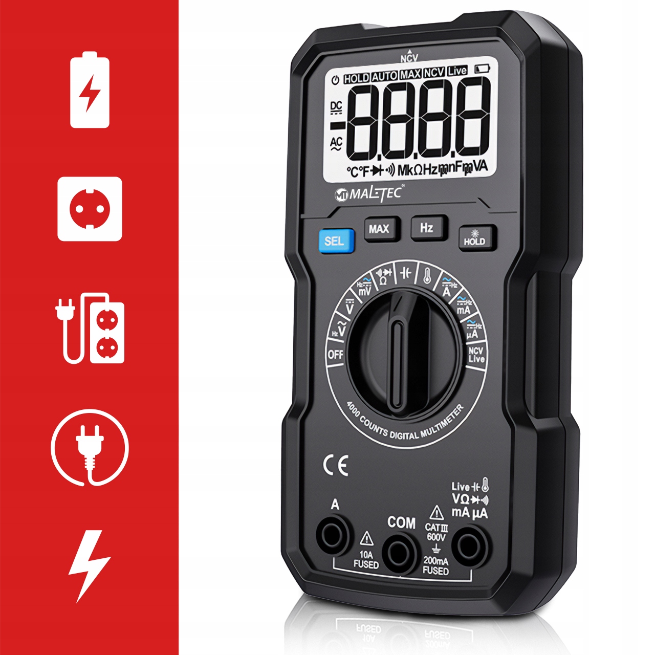 MalTec srovės matuoklis MasterMultimeter + laidai aprašymas - Prekės nuotrauka
