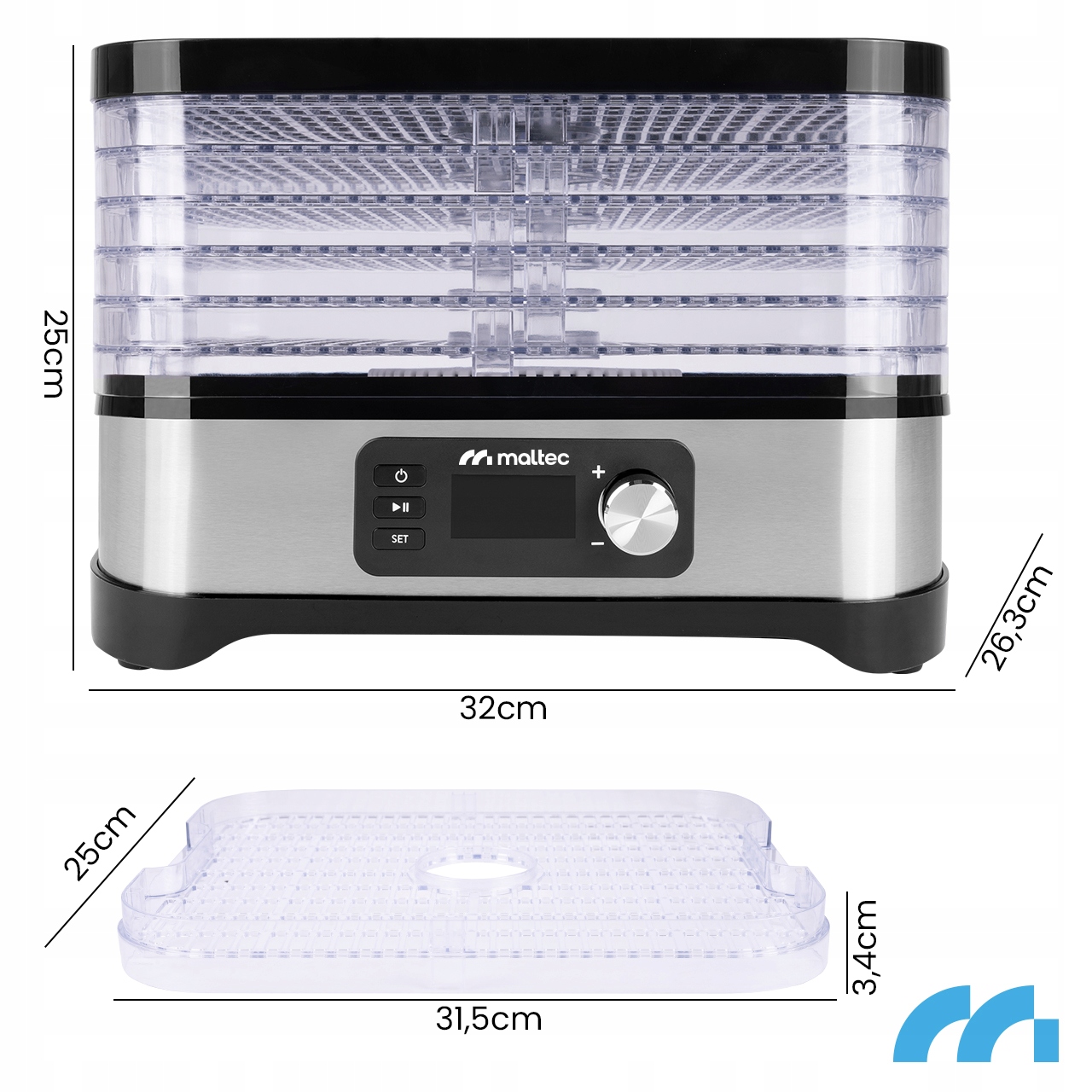 Gruzdintuvė MalTec Džiovintuvas spożywcza PerfectDry450W Regulacja aprašymas - Prekės nuotrauka