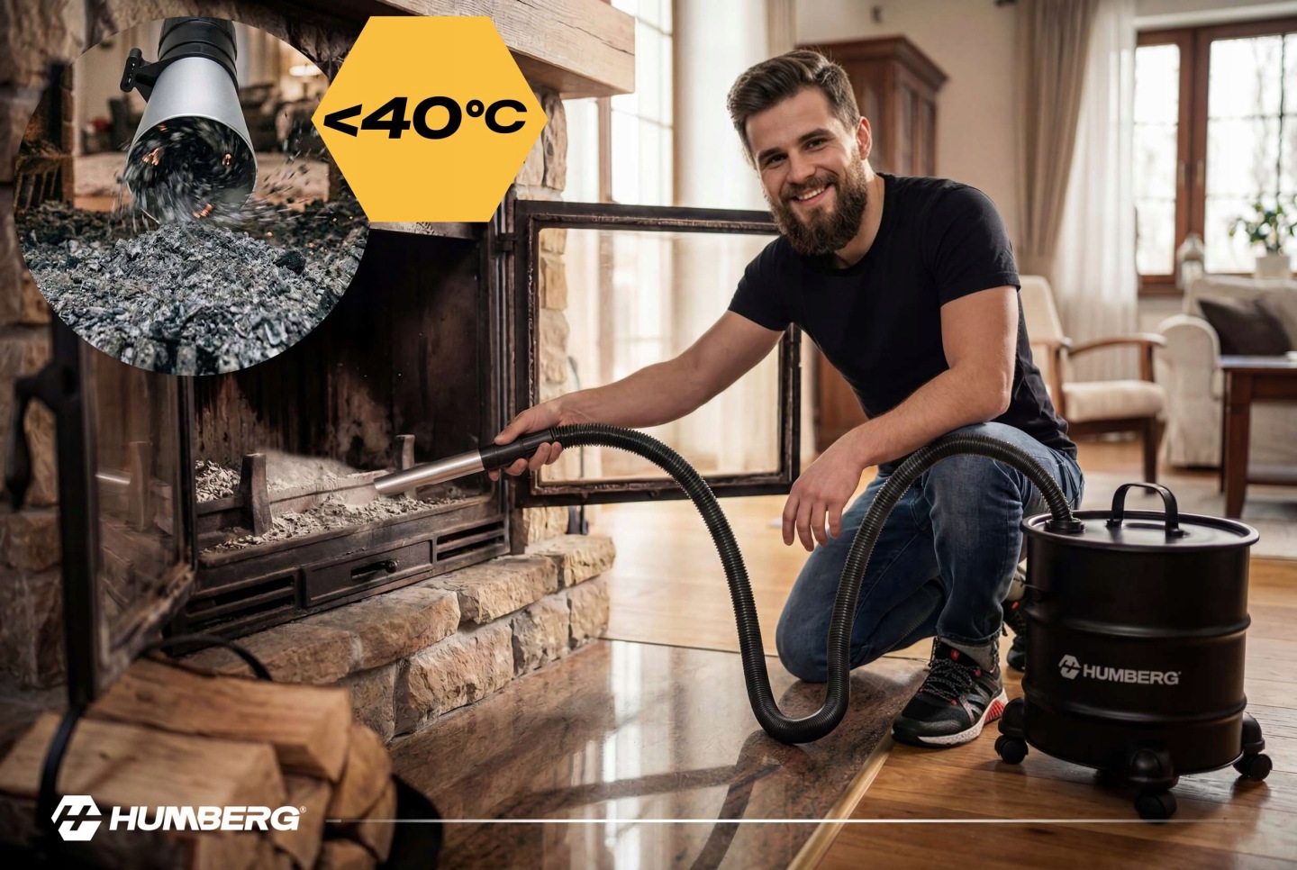 Humberg Dulkių siurblys do popiołu kominka pieca grilla kominkowy 1000W HM-405 aprašymas - Prekės nuotrauka