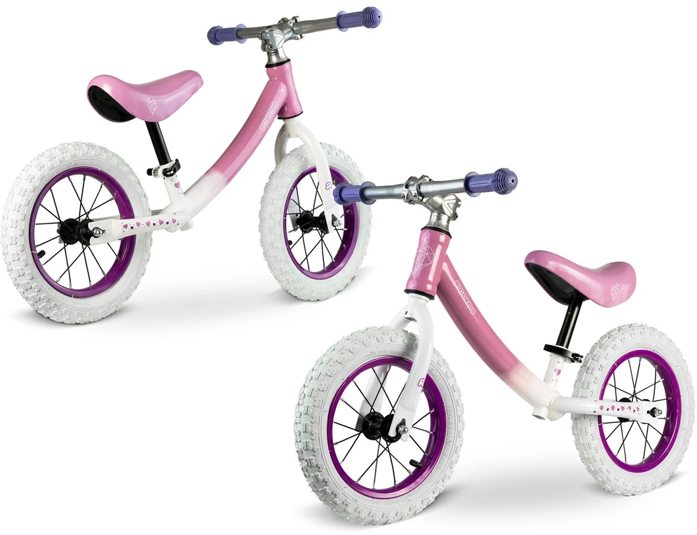 „Ricokids“ balansinis dviratis vaikams, baltas ir rožinis