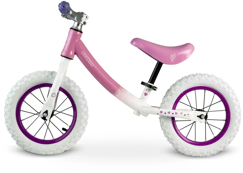 „Ricokids“ balansinis dviratis vaikams, baltas ir rožinis