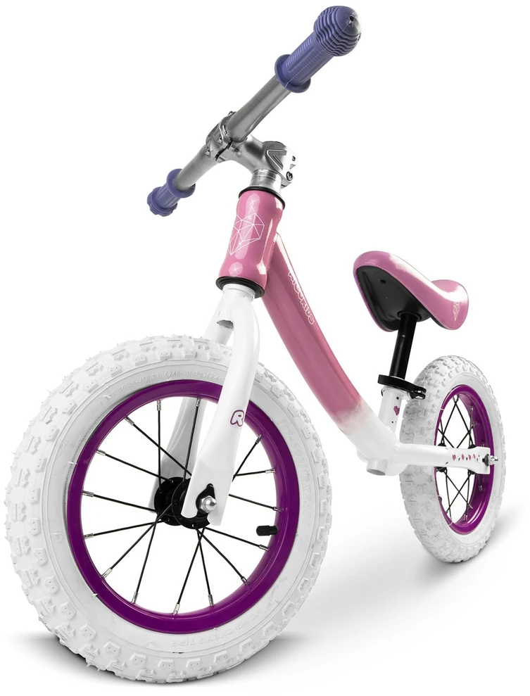 „Ricokids“ balansinis dviratis vaikams, baltas ir rožinis