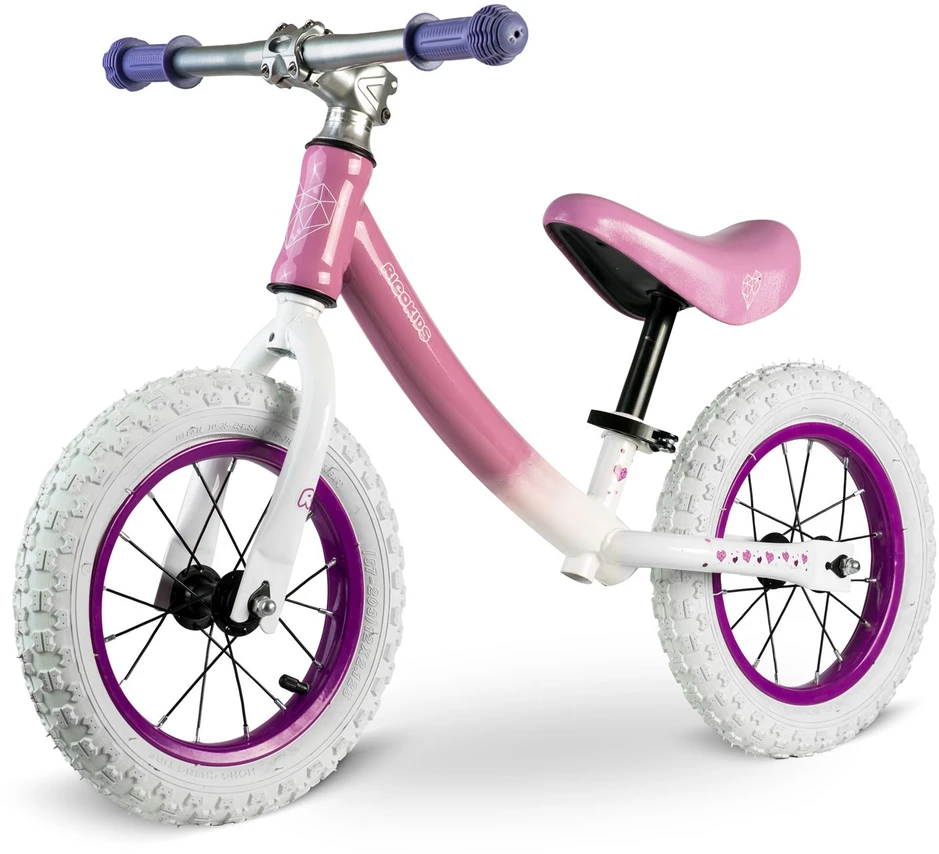 „Ricokids“ balansinis dviratis vaikams, baltas ir rožinis