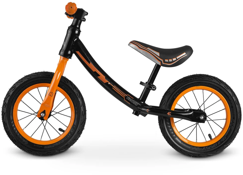 „Ricokids“ juodas ir oranžinis vaikiškas balansinis dviratis