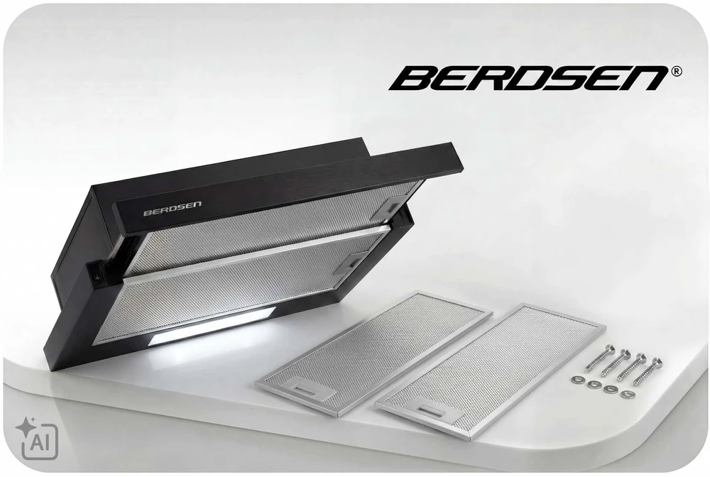 Gartraukis Teleskopinis virtuvės gaubtas Berdsen BT-241 juodas 60 cm