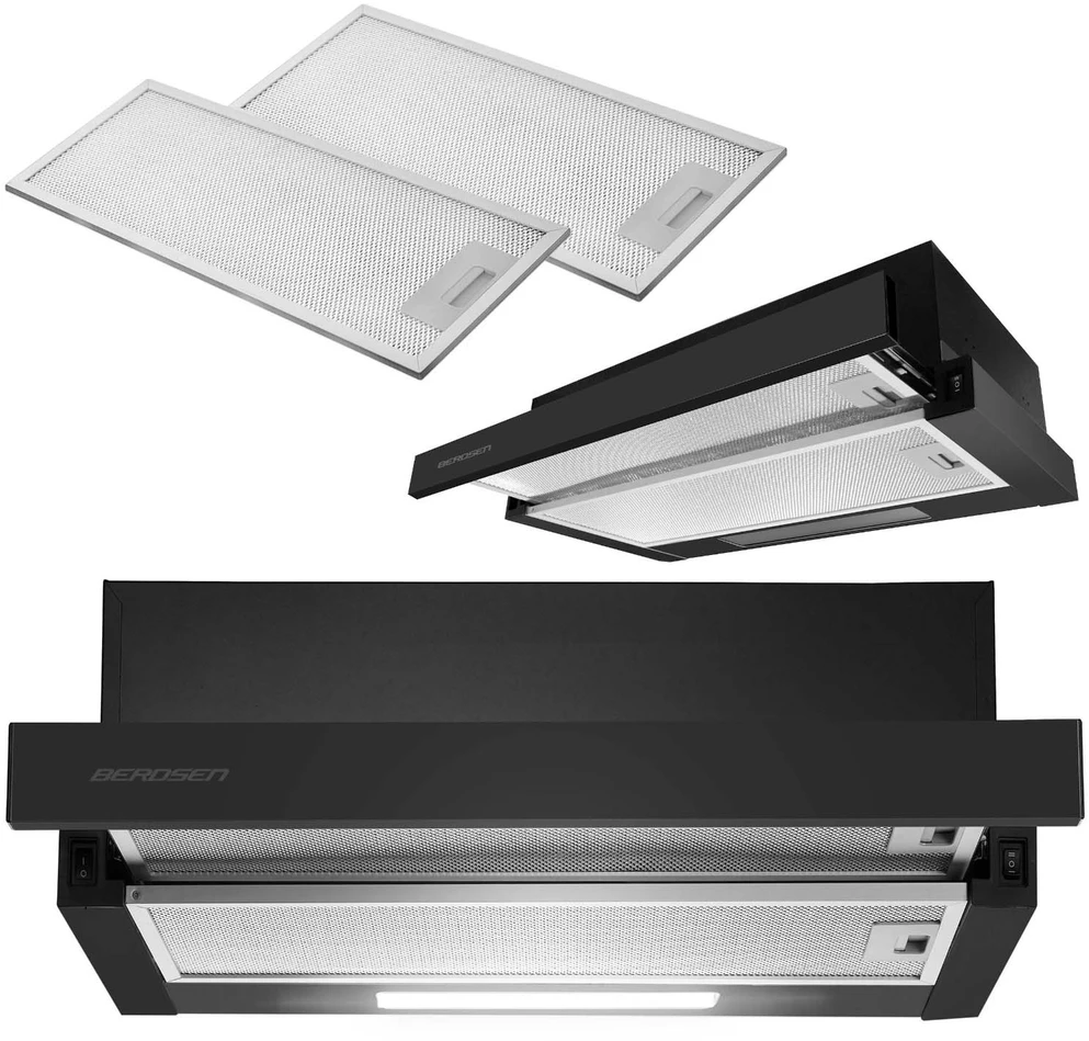 Gartraukis Teleskopinis virtuvės gaubtas Berdsen BT-241 juodas 60 cm